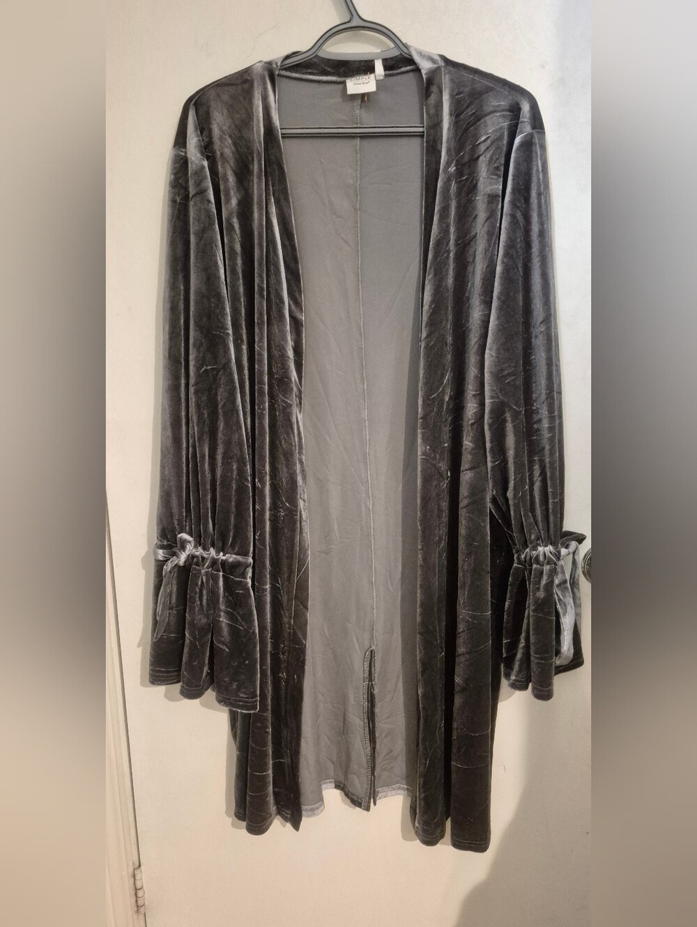 Suzanne Betro Velvet Gray Open Front Cardigan/kimono Sz.3X NWT